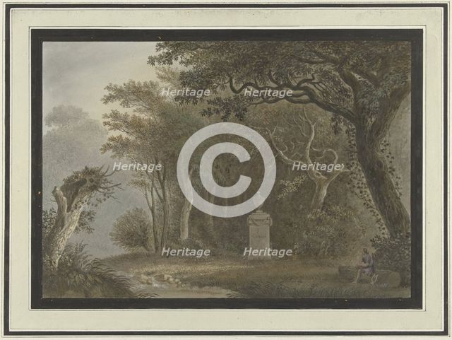 Forest landscape with a monument to Salomon Gesner, 1740-1800. Creator: Anon.