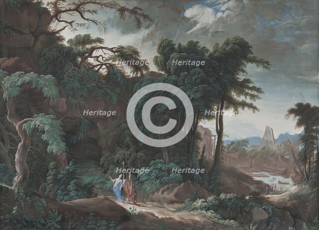 Forest landscape with figures, late 17th-early 18th century. Creator: Pierre Antoine Patel.