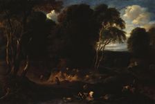 Forest Landscape with Human Figures, 1672. Creator: Cornelis Huysmans