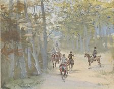 Forest landscape with riders, 1881. Creator: Jules baron Finot