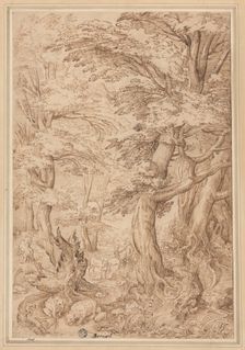 Forest Landscape with Wild Animals, late 16th century. Creator: Unknown