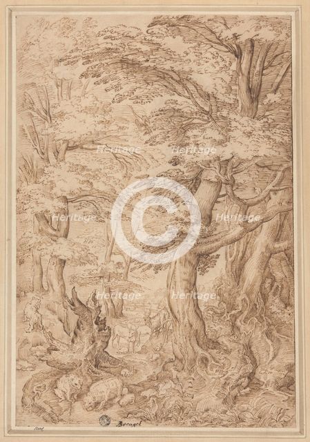 Forest Landscape with Wild Animals, late 16th century. Creator: Unknown.