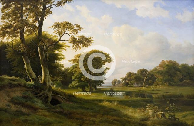 Forest landscape at Hellebæk - Autumn, 1841. Creator: Johann Hermann Carmiencke.