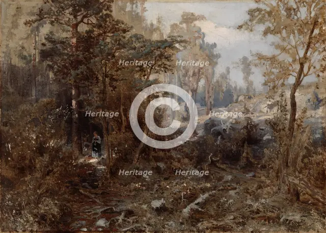 Forest Landscape near Näsijärvi; Unfinished, 1859-1860. Creator: Werner Holmberg.
