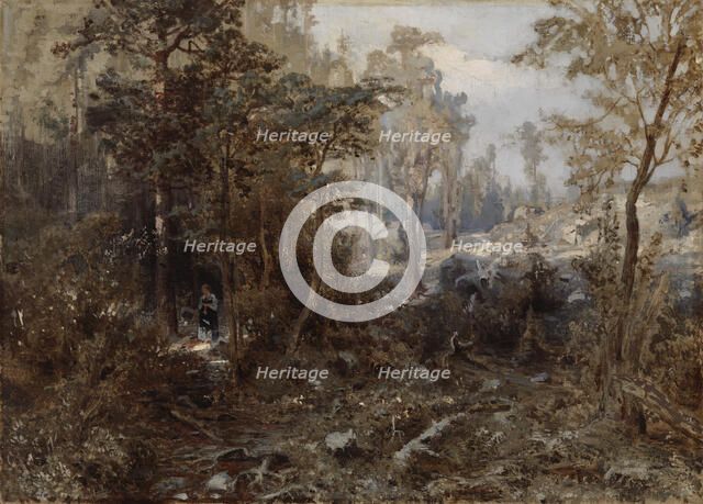 Forest Landscape near Näsijärvi; Unfinished, 1859-1860. Creator: Werner Holmberg.