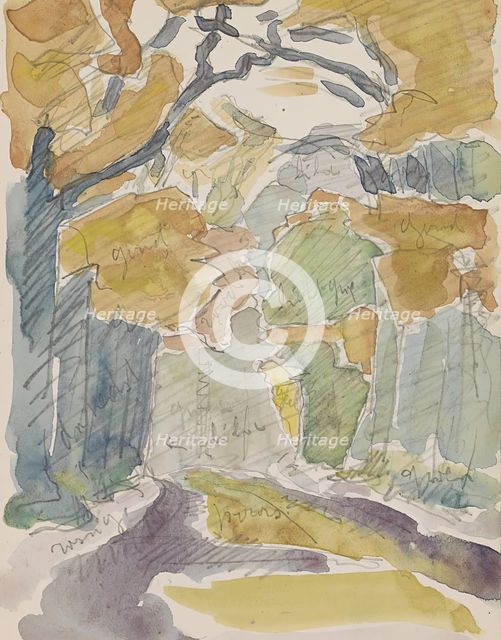 Forest path in autumn, c.1916. Creator: Reijer Stolk.