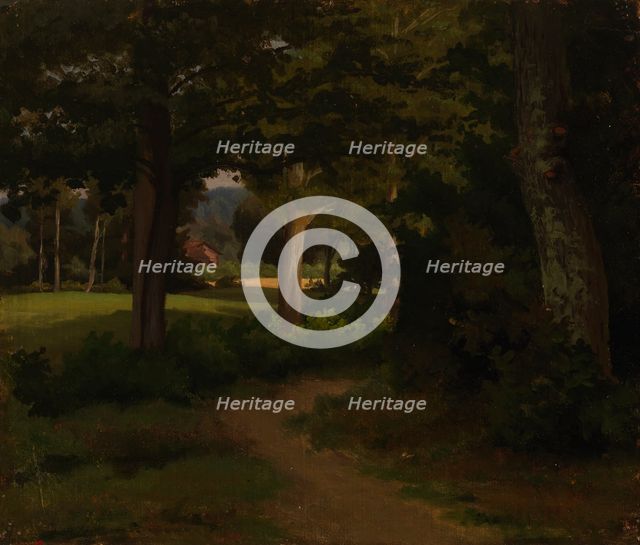 Forest path, landscape exercise, 1856. Creator: Werner Holmberg.