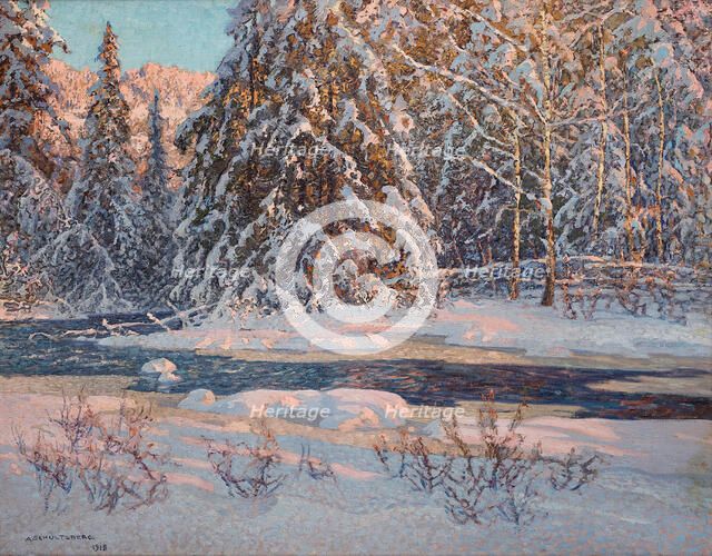 Forest stream. Motif from Svartskär, Dalarna, 1918. Creator: Schultzberg, Anshelm Leonard (1862-1945).