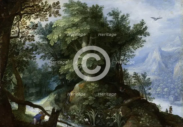 Forest Scene with Hunters, c1593. Creator: Jan Brueghel the Elder.