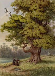 Forest Scene with Two Monks, 19th century. Creator: Friedrich August Schlegel