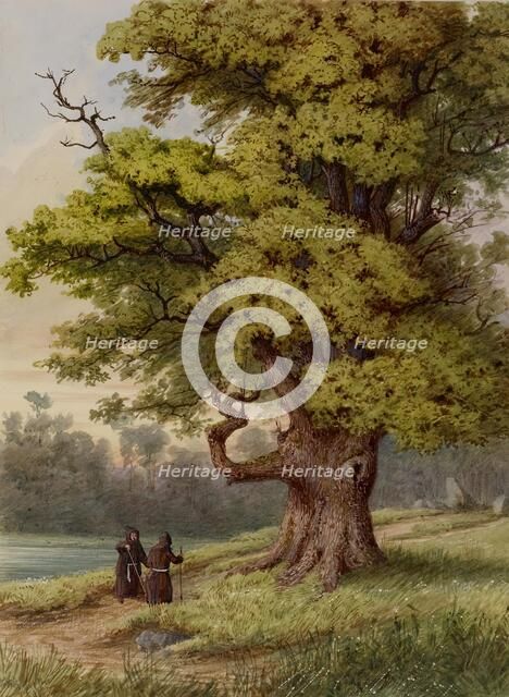 Forest Scene with Two Monks, 19th century. Creator: Friedrich August Schlegel.