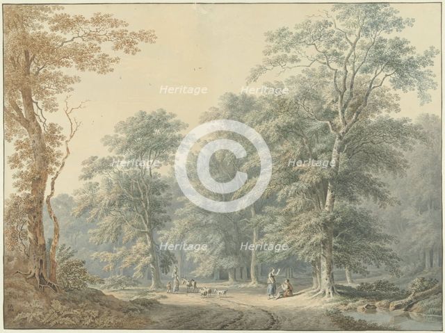 Forest view with figures, 1818. Creator: Jan Apeldoorn.