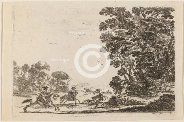 Forest with Deer Hunt, 1642. Creator: Stefano della Bella.