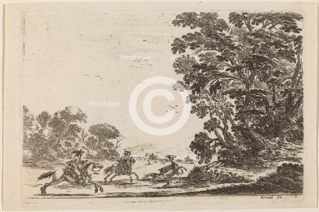Forest with Deer Hunt, 1642. Creator: Stefano della Bella.