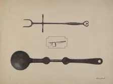 Fork and Ladle, c. 1937. Creator: Rex F Bush