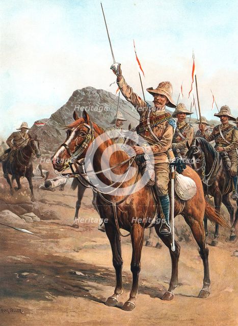 'Form Up, No 2! Form Up!', British lancers at the Battle of Omdurman, Sudan, 1898. Artist: Unknown