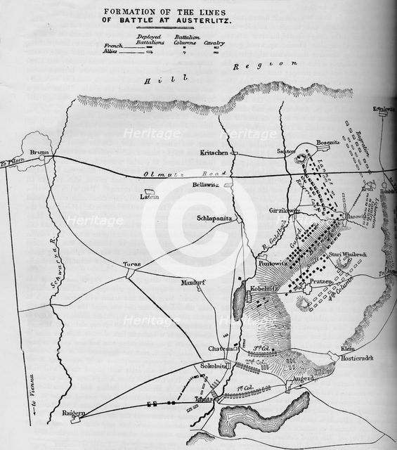 Formation of the Lines of Battle of Austerlitz, 1884. Artist: Unknown