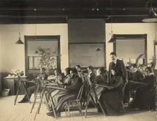Formal class in liberal arts and sciences Hampton Institute, Hampton, Va. -writing..., 1899 or 1900. Creator: Frances Benjamin Johnston
