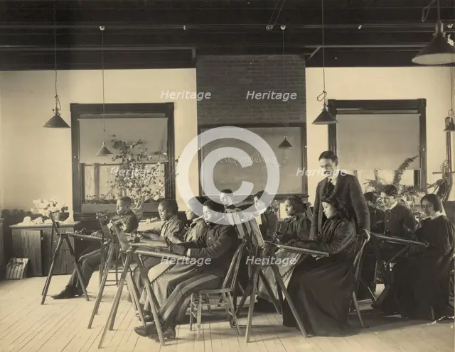 Formal class in liberal arts and sciences Hampton Institute, Hampton, Va. -writing..., 1899 or 1900. Creator: Frances Benjamin Johnston.