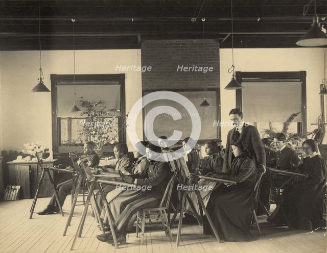 Formal class in liberal arts and sciences Hampton Institute, Hampton, Va. -writing..., 1899 or 1900. Creator: Frances Benjamin Johnston.