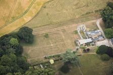 Formal garden parch marks and portico from original house at Stratton Park, Hampshire, 2018. Creator: Damian Grady