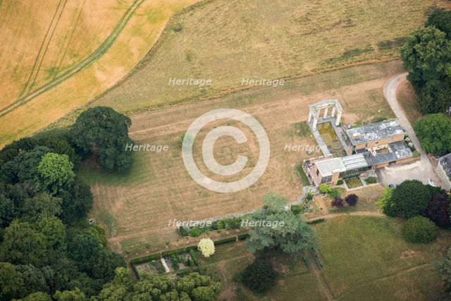 Formal garden parch marks and portico from original house at Stratton Park, Hampshire, 2018. Creator: Damian Grady.