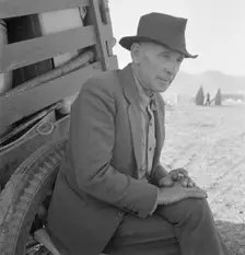 Former Nebraska farmer, now a migrant farm worker, Klamath County, Oregon, 1939. Creator: Dorothea Lange