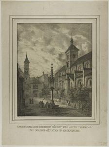 Former Cathedral Churchyard near the Old Rectory and Minster in Regensberg, 1818. Creator: Domenico Quaglio II