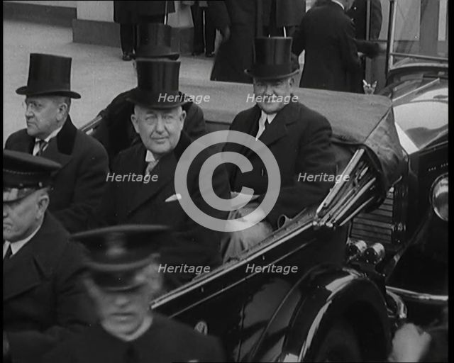 Former President Calvin Coolidge and President Herbert C Hoover Sitting in a Car at the..., 1929. Creator: British Pathe Ltd.