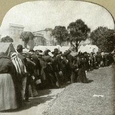 Forming bread line at Jefferson Square 1906. Creator: Unknown