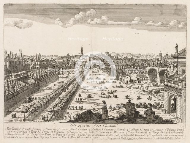 Foro Romano from "Prospectus Locurum Urbis Romae Insign[ium]", 1666. Creator: Lievin Cruyl (Flemish, c. 1640-c. 1720).