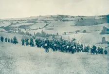 Forward with the Tricolour: French Infantry advance to Meet the Enemy 1916. Creator: Unknown