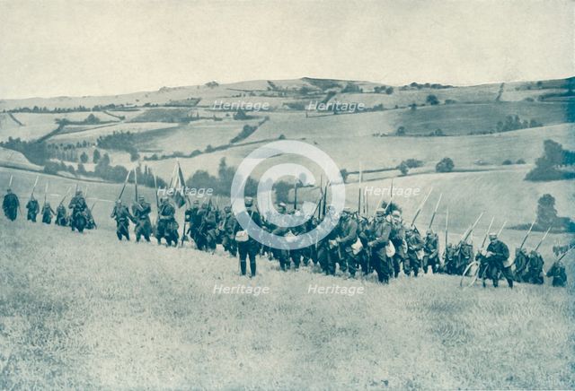 'Forward with the Tricolour: French Infantry advance to Meet the Enemy', 1916. Creator: Unknown.