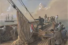 Forward Deck of the Great Eastern Cleared for the First Attempt to Grapple..., 1865-66. Creator: Robert Charles Dudley