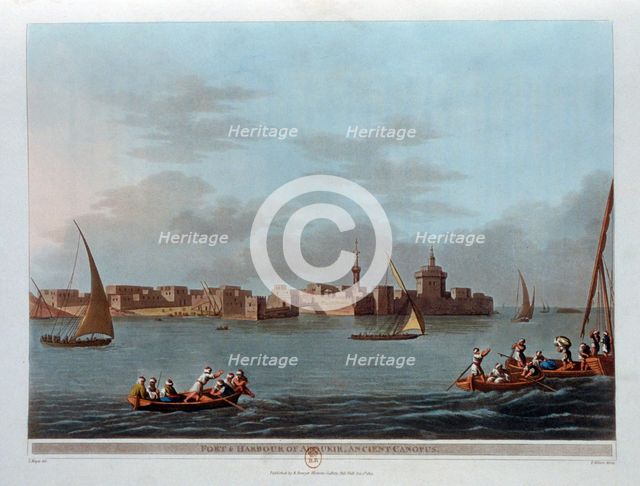 'Fort and Harbour of Aboukir, Ancient Canopus', Egypt, 1801. Artist: Thomas Milton