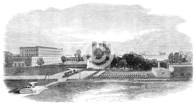 Fort Church and South Barracks, Calcutta, 1870. Creator: Unknown.