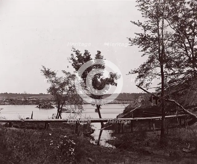 Fort Darling. Masked Battery and Obstruction in James River, ca. 1865. Creator: William Frank Browne.