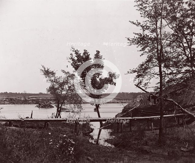 Fort Darling. Masked Battery and Obstruction in James River, ca. 1865. Creator: William Frank Browne.