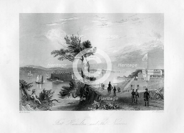 'Fort Hamilton and the Narrows', New York, 1855.Artist: F O Freeman