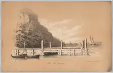 Fort Lee Landing, in: The New York Drawing Book, Containing a Series of Original Designs a..., 1847. Creator: Frances Flora Bond Palmer