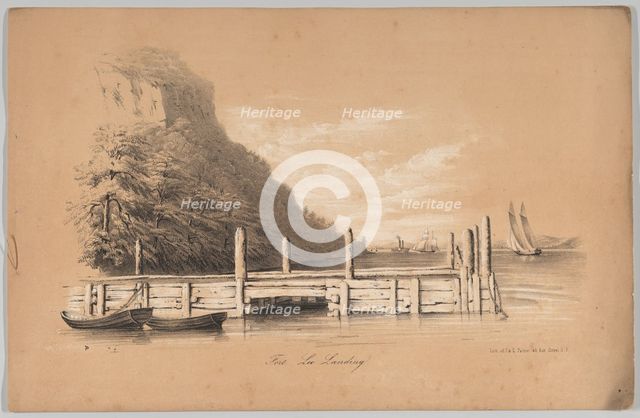 Fort Lee Landing, in: The New York Drawing Book, Containing a Series of Original Designs a..., 1847. Creator: Frances Flora Bond Palmer.