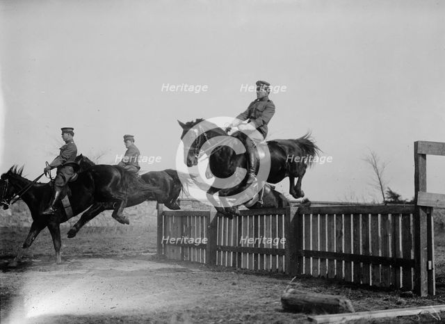Fort Myer - 2nd Lt. William H. Shepherd, U.S.A., 3rd Field Art. Hurdling, 1911. Creator: Harris & Ewing.