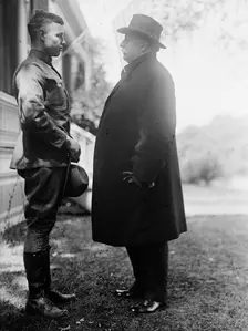 Fort Myer Officers Training Camp - Charles P. Taft at Camp with Father, Ex-President Taft, 1917. Creator: Harris & Ewing