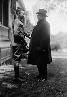 Fort Myer Officers Training Camp - Charles P. Taft at Camp with Father, Ex-President Taft, 1917. Creator: Harris & Ewing