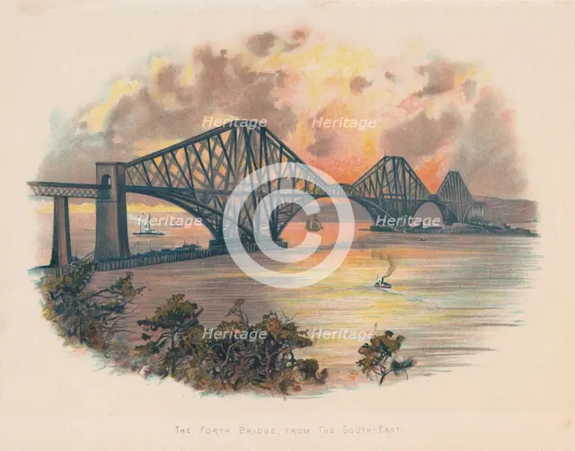 Forth Railway Bridge from the south-east, Scotland, c1895. Creator: Unknown.