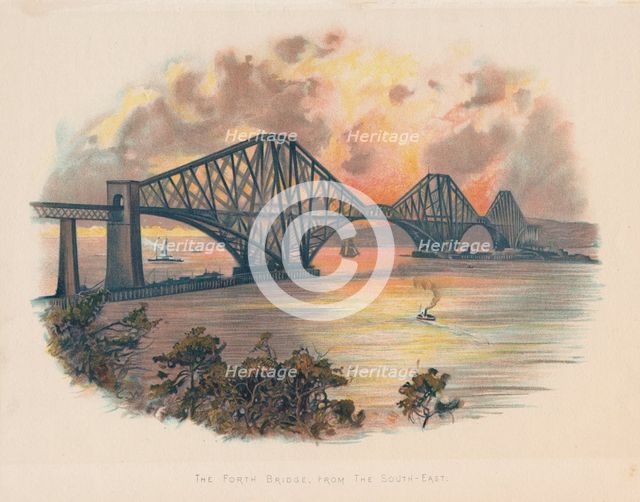 Forth Railway Bridge from the south-east, Scotland, c1895. Creator: Unknown.