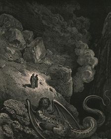 Forthwith that image vile of fraud appear'd' c1890. Creator: Gustave Doré