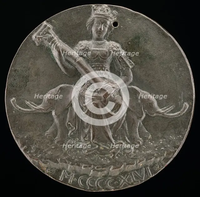 Fortitude Holding a Broken Column [reverse], 1446. Creator: Matteo di Andrea de Pasti.