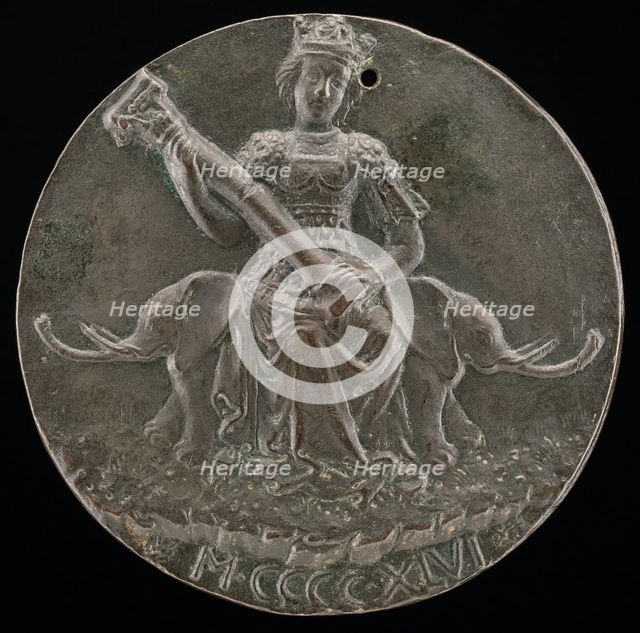 Fortitude Holding a Broken Column [reverse], 1446. Creator: Matteo di Andrea de Pasti.