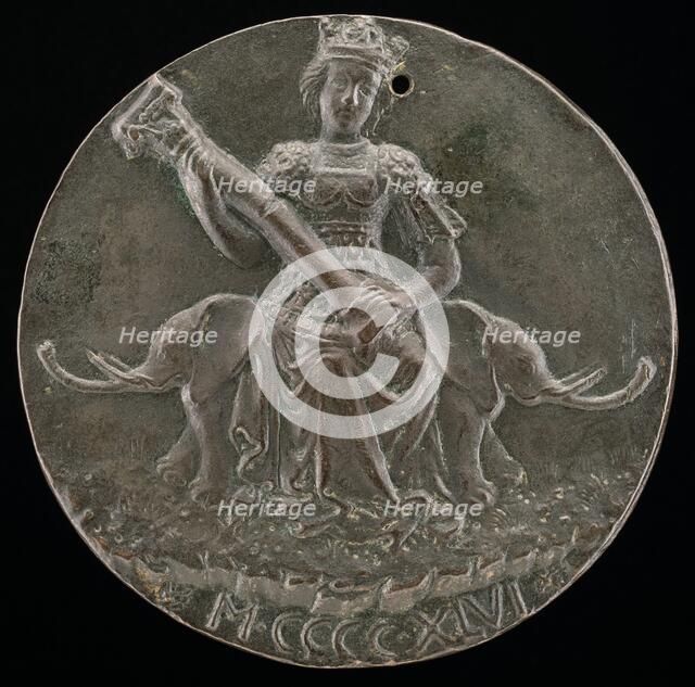 Fortitude Holding a Broken Column [reverse], 1446. Creator: Matteo di Andrea de Pasti.